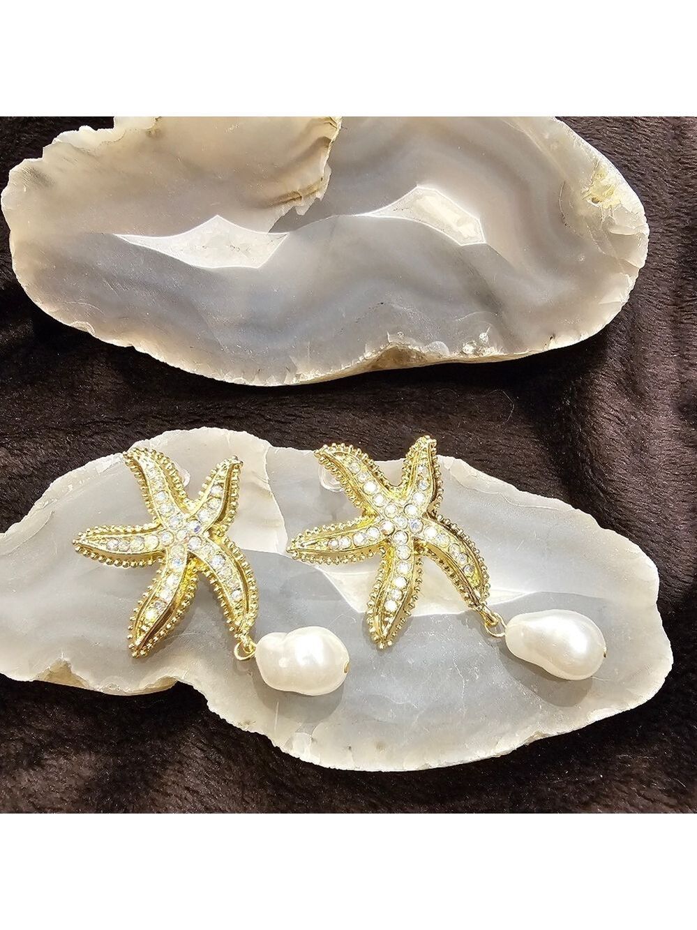 💥4 for $25💥 Sparkly Starfish Faux Pearl Stud Earrings